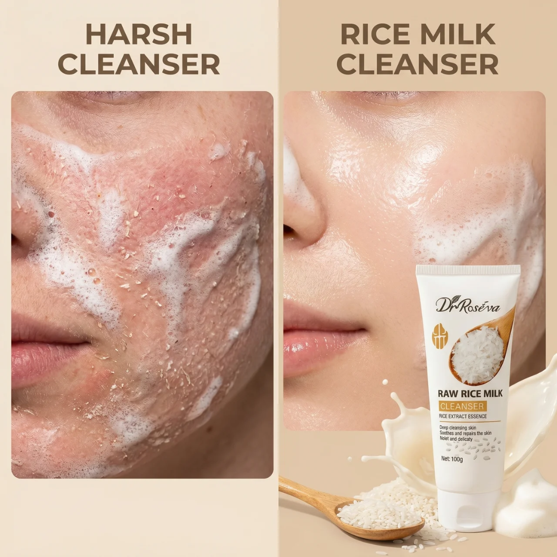 Dr Roseva Raw Rice Extract Milk Cleanser.