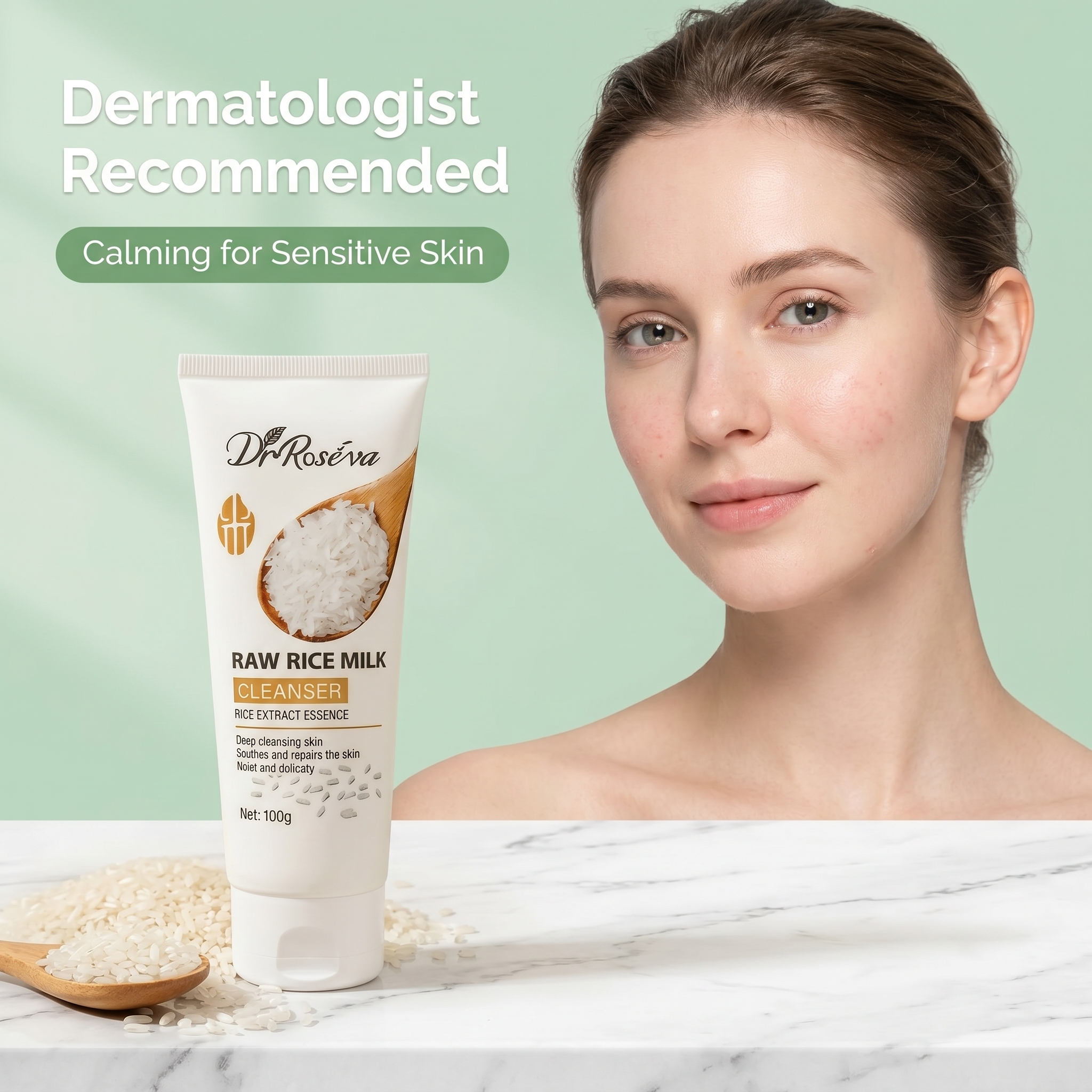 Dr Roseva Raw Rice Extract Milk Cleanser.