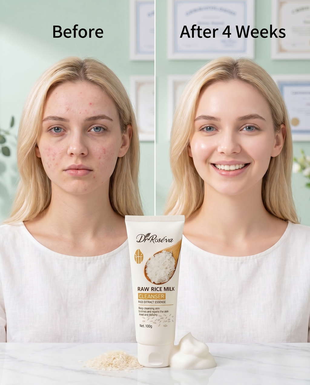 Dr Roseva Raw Rice Extract Milk Cleanser.