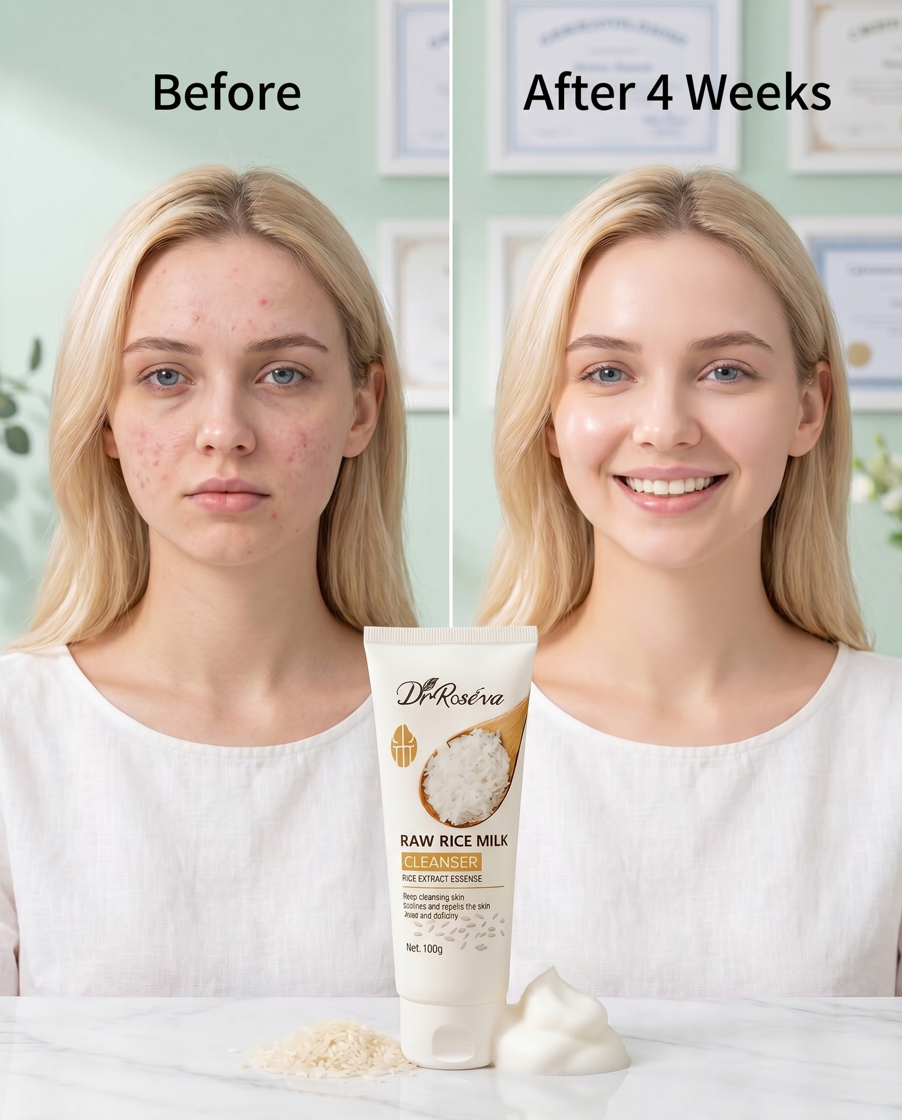 Dr Roseva Raw Rice Extract Milk Cleanser.